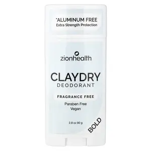 Zion Health Bold, ClayDry Deodorant, Fragrance Free, 2.8 oz (80 g)