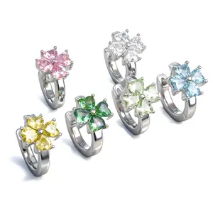 HERVAY 18G 8MM Zircon Flower Hoop Earrings - Minimalist Cold - Tone Ear Cuffs for Nose, Helix, Daith, Tragus, Rook, Lobe | Medusa Piercing Body Jewelry Gifts for Women Girls Men