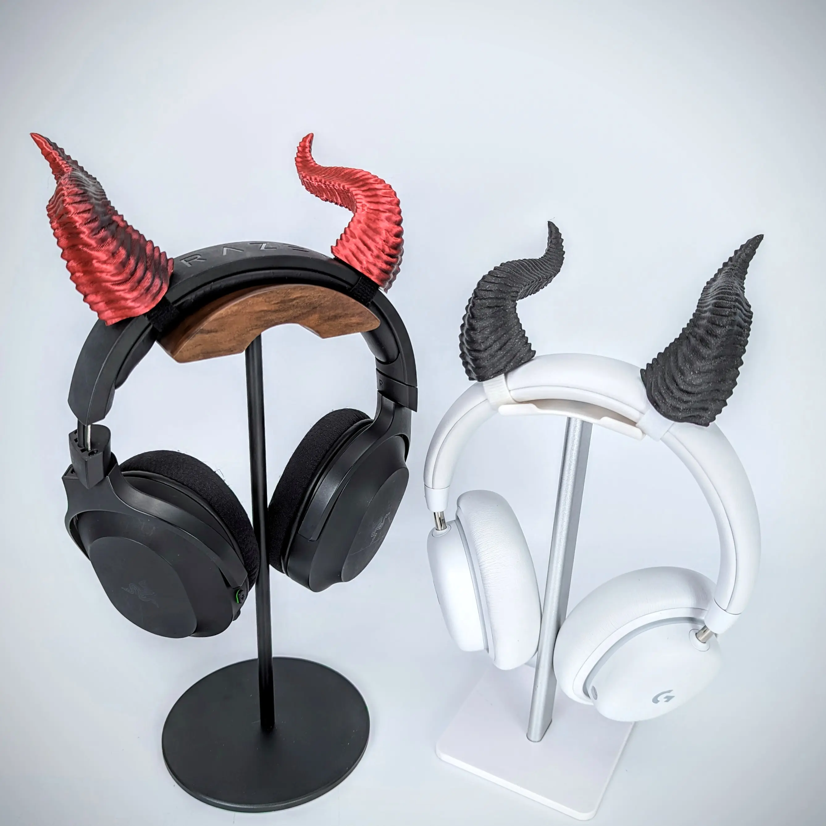 Back Facing Horns Headphone Attachment | Texted Horns Headset Costume | Horned Headband