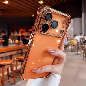 New Electroplated Transparent Shockproof Phone Case, Compatible with iPhone 17/17 Air/17 Pro/17 Pro Max/16/16 Plus/16 Pro/16 Pro Max/15/14/13/12 Pro Max Plus, Four Corners Shockproof, Anti-Vibration, Accessories, Shell, Smartphone