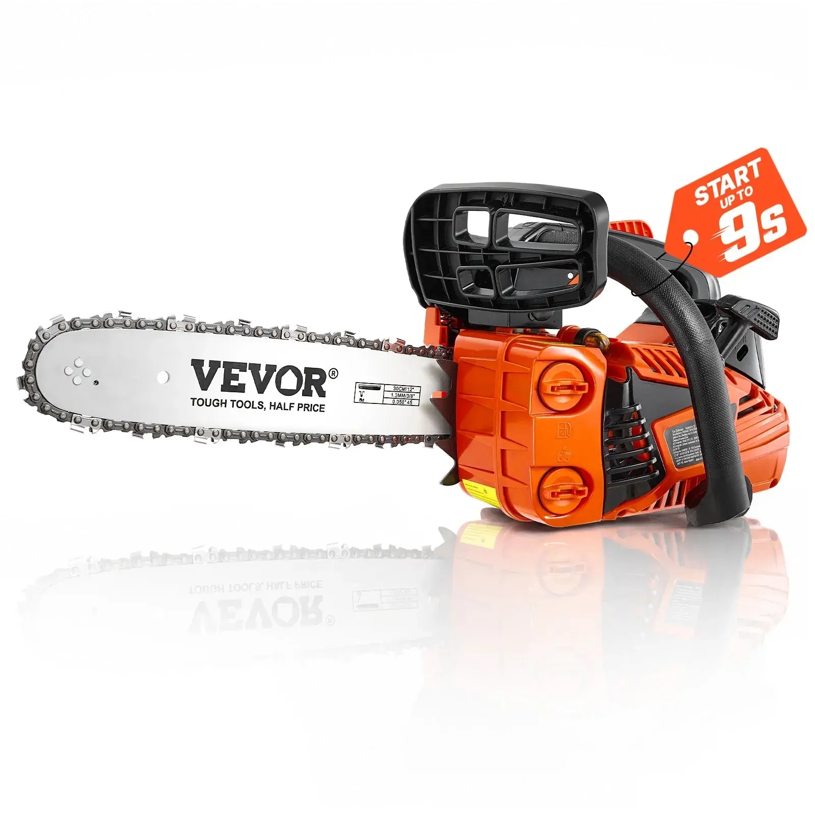 VEVOR Gas Powered Chainsaw, 12/16/18/20/22 in, 25.4/40/52/58/62 CC 1HP 2-Stroke Engine, for Wood Cutting & Tree Trimming, Throttle-Synced Choke, Non-Slip Handle & Dual Tanks Power Chain Saw