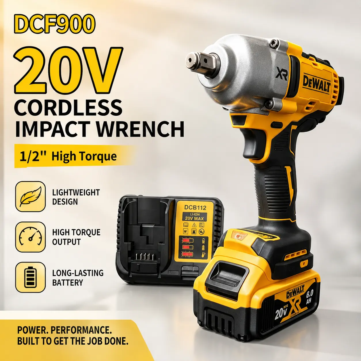 DEWALT DCF900 Impact Wrench 1/2" Inch High 20V TorqueWith Hog Ring Anvil Brushless Cordless WrenchDewaltPower Tools