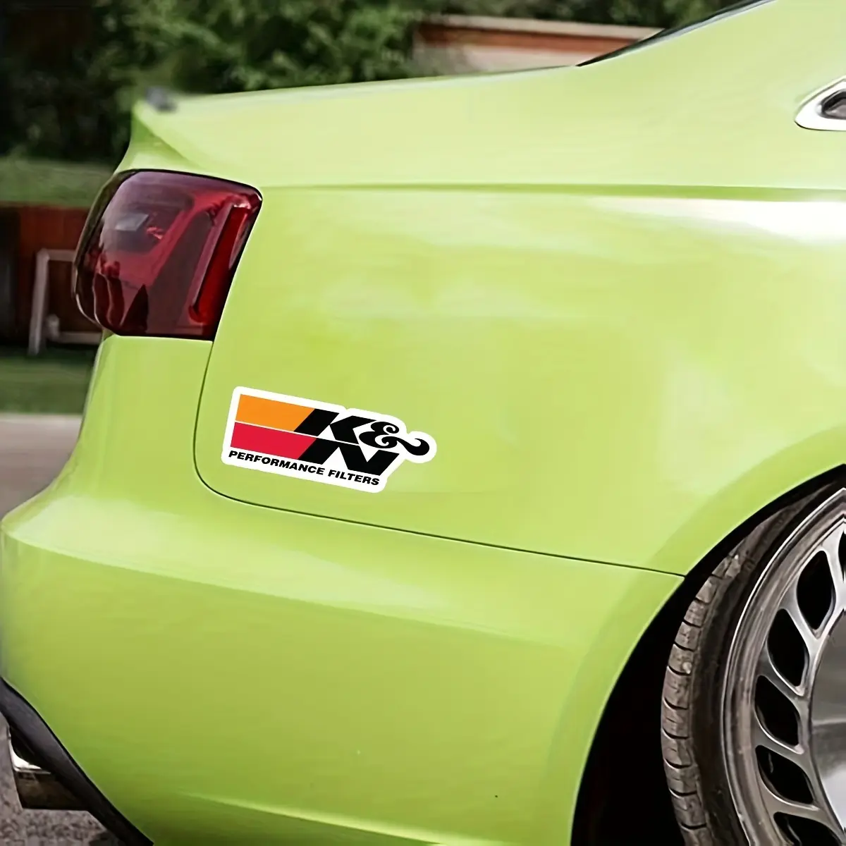 1PC Performance "K&N Performance Filters" Logo Sticker, For suitcases, Brand logo + racing color strip design, Add performance details, A choice for performance tuning decor, Car Decal, Automotive Decals