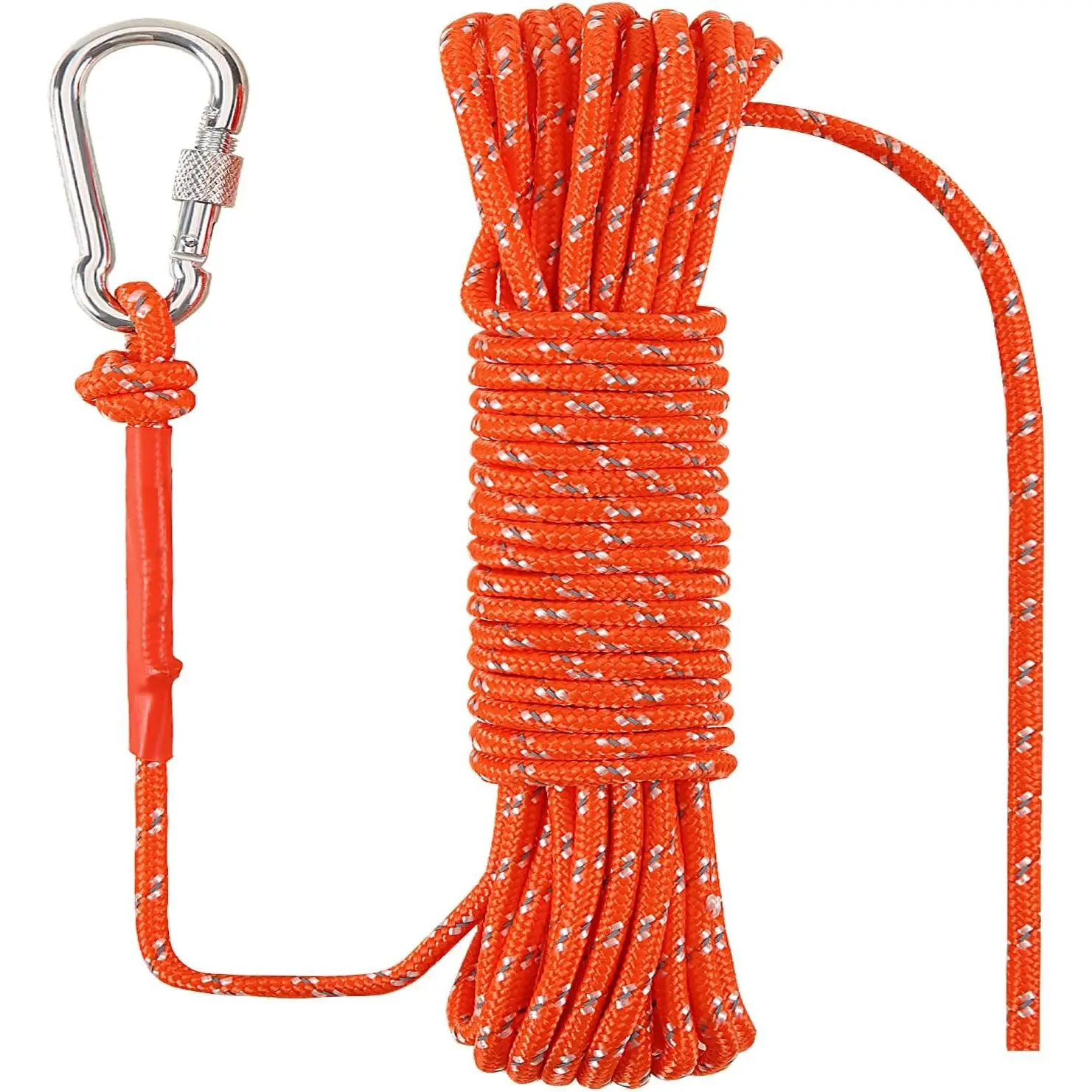 Reflective Orange Synthetic Heavy-Duty Marine Floating Rope, 1/4 in (6mm) x 100 Ft (30m) Mooring Lines, Durable Anchor Dock Tie Downs for Water Sports Boat Accessories, 1/4X100ft