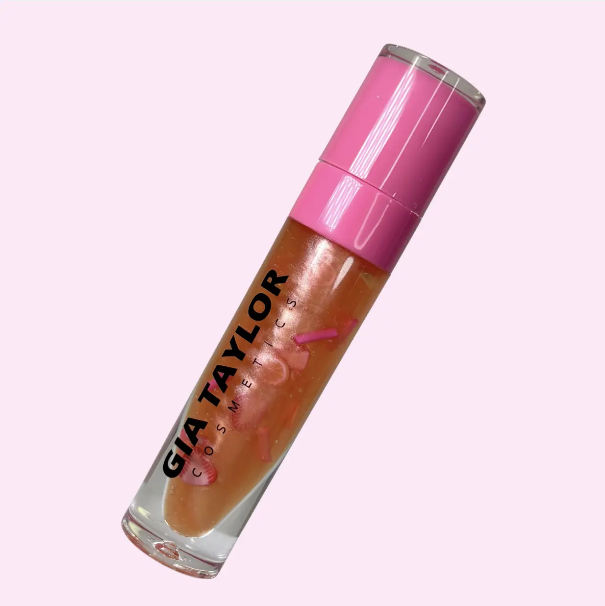 (THICK WAND) Strawberry Lemonade Lipgloss /  Light Coral Shimmer Shine Lipgloss / Vegan, Cruelty Free, Smooth, Hydrating, Non Sticky