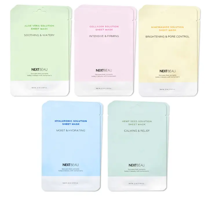 Solution Sheet Korean Collagen Face Mask for Skincare 5 Types x 2 Sets Moisturizing and Firming