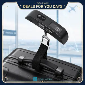 Travel Inspira Digital Luggage Scale, 110lb Portable Hanging Baggage Scale with Backlit LCD Display, Suitcase Weight Scale with Hook & Strong Strap for Summer Travel, Mid-Year Deal Travel Essential, Battery Included, summerwins