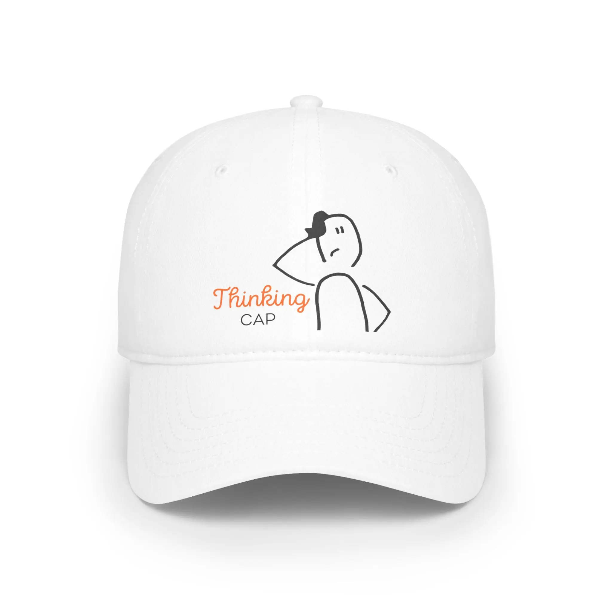 Thinking CAP - Low Profile Baseball Cap 100% Cotton Twill Unstructured Adjustable Velcro Closure Customizable Wardrobe Icon