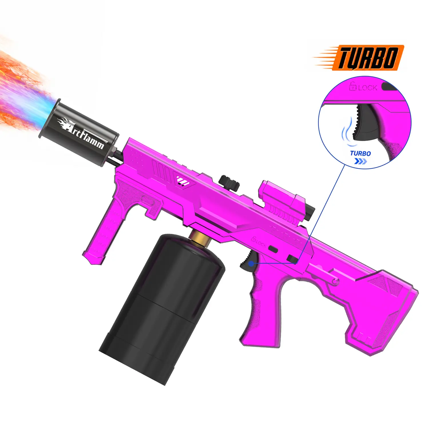 ARTFLAMM Upgraded Turbo Propane Torch Gun, Heavy Duty Blow Torch with One-Touch Max Flame Boost Trigger for BBQ, Grilling, Searing, Fire Pits, Campfires and Outdoor Use (Tank Not Included)