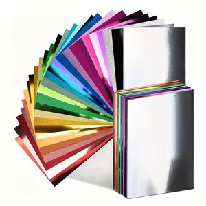 20 Sheets Mirror Holographic Colorful Flash Metal Foil Paper, 250gsm, 8.27x11.69 Inches, DIY Crafts, Card Making, Scrapbooking, Die Cutting