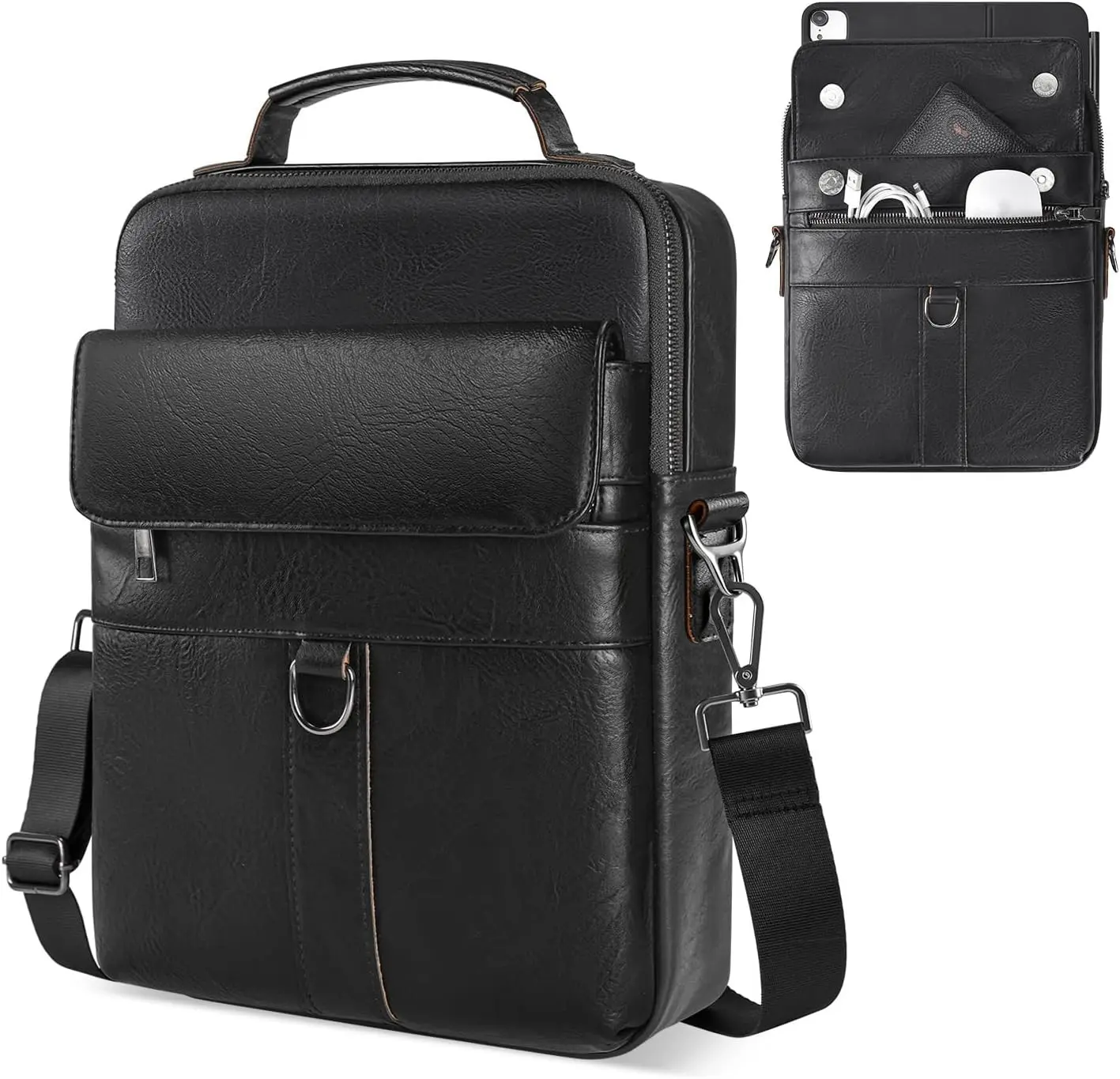 13 Inch Laptop Leather Sleeve for 2026-2022 MacBook Air 13 M5 M4 M3 M2 A3449 A3240 A3113 A2681, 13" MacBook Neo A18, Protective Carrying Bag Shoulder Travel Case with Pockets, Black