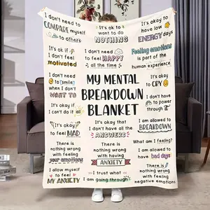 My Mental Breakdown Blanket - Contemporary White Flannel Knit, Machine Washable, 100% Polyester, Digital Print, Tear-Resistant, All-Season Use for Home Decor, Bed, Sofa, Travel
