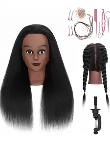 16 Inch Real Hair Mannequin Head for Hairstylist Practice, Braiding & Styling Dummy Head, Professional Training Tool, Twist Braiding Hair (16 Inches)