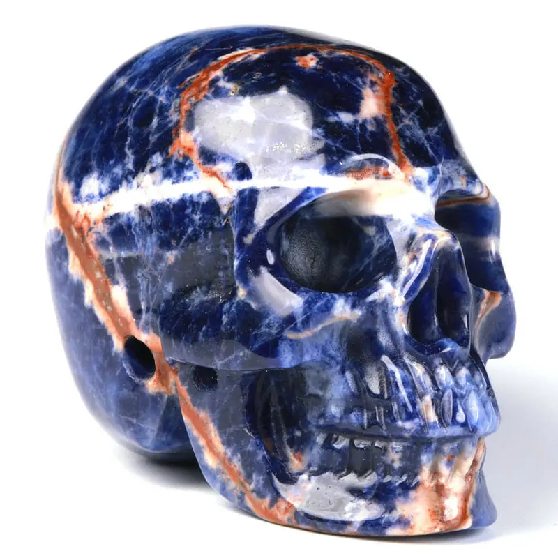 2.0in Non-Natural Crystal Carved Skull - Crystal Sodalite, Realistic Shape, Healing Decor, Home Ornament (Jewelry Accessories & Derivatives Decoration)
