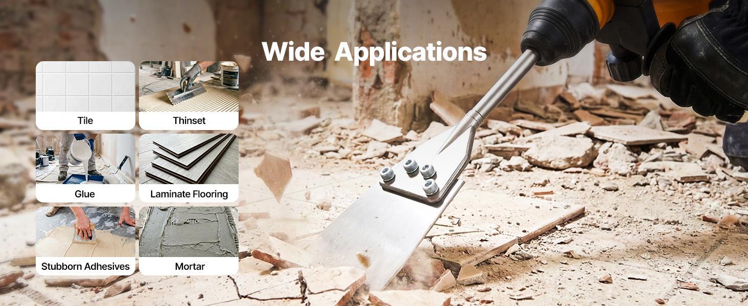 【Summerfinds】Heavy Duty SDS Max Floor Scraper with Quick Change Shank Mount, 23.6"x5.9" SDS Max Chisel Bit, 40Cr Alloy Steel Heat-Treated Tool for Tile, Glue Removal, Universal Fit for Rotary Hammers, Masonry Home & Project Use, Home And Project Use