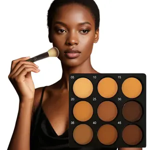 9-Color Contour & Concealer Palette, Matte Buildable Contour (Medium-Dark Shades) – Highlighter Makeup Palette, Buildable Finish, Waterproof & Sweatproof. Creates Natural 3D Sculpted Looks for All Skin Types. Includes FREE Makeup Brush