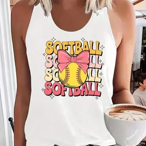 Cute Bow Softball Stacked Text Women’s Tank Top,summerwins