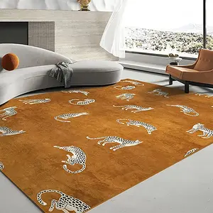 Leopard Print Rug, Animal Printed Rug, 1 Count Non-slip Soft Floor Mat, Decorative Carpet, Decorative Rugs for Home Living Room Bedroom Study Room, Home Decor, Room Decor, Christmas 2024 Ornament, Christmas Gift Ideas, Stocking Stuffers, Home Decoration