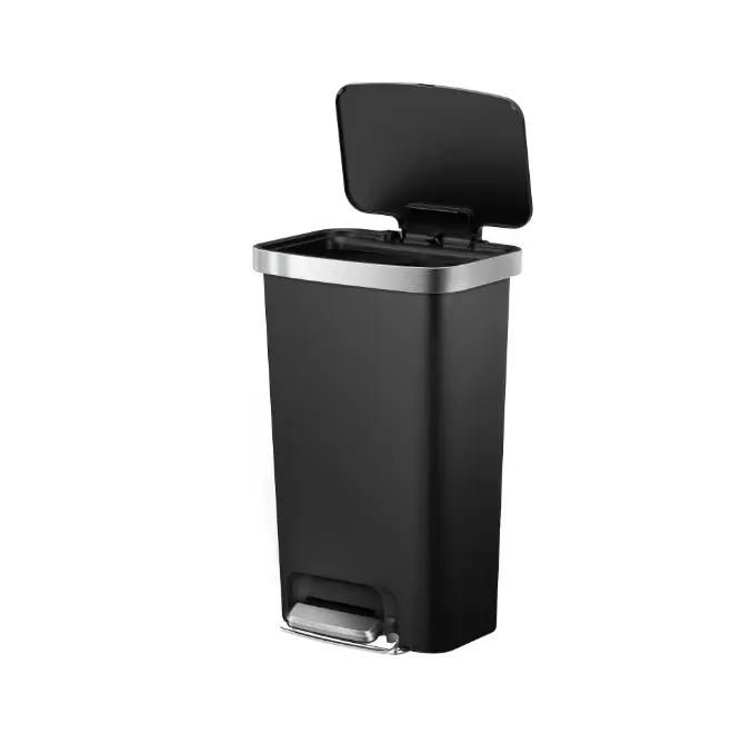 Better Homes & Gardens Kitchen Trash Can, 11.9 Gallon Plastic Step Garbage Bin with Soft Close Lid, Black