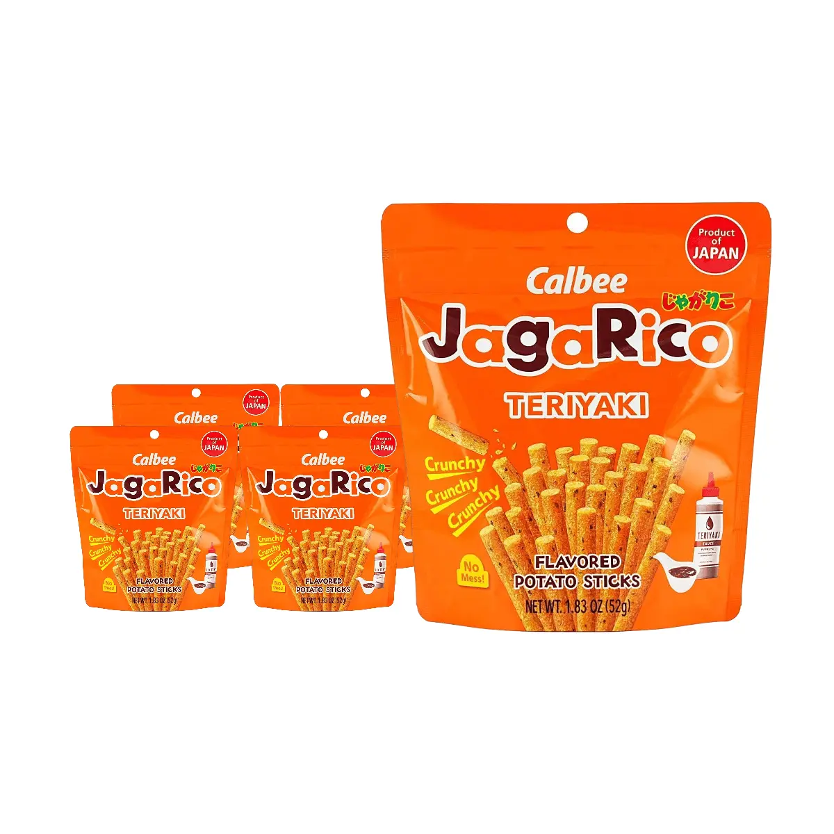 Calbee Japanese Teriyaki Flavor Potato Fries Snack 52g x 5 Pack - Crispy Savory Snack for Parties & On-the-Go