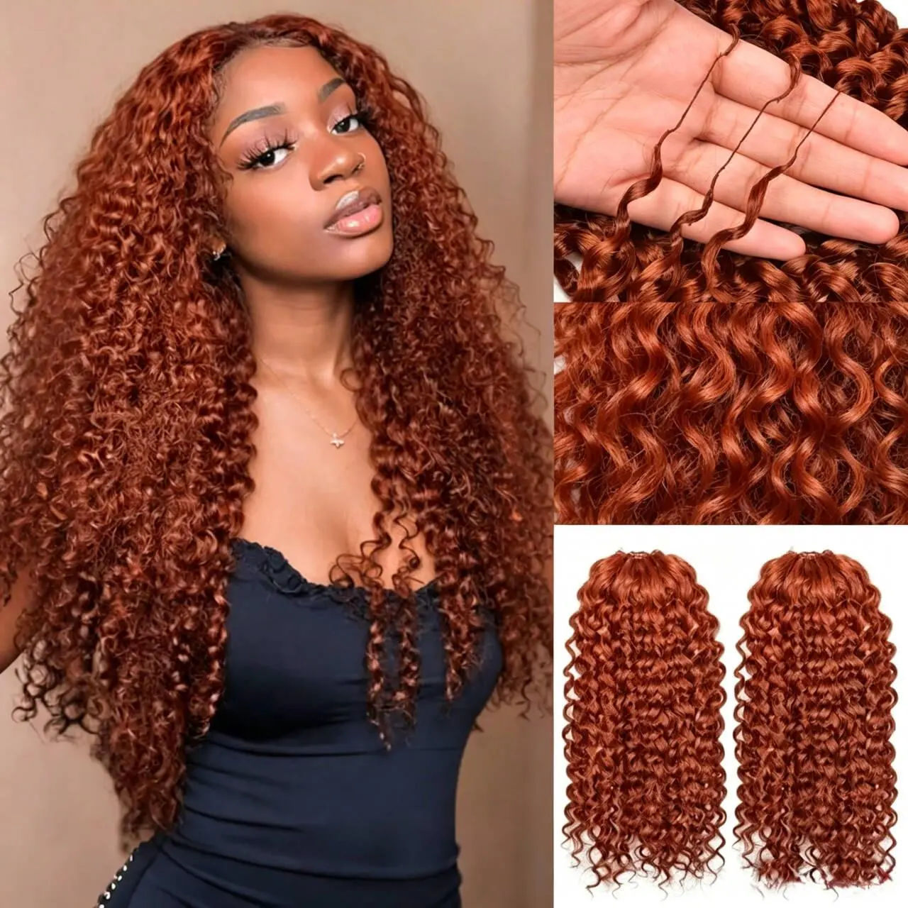 33#Kinky Curly Crochet Feather