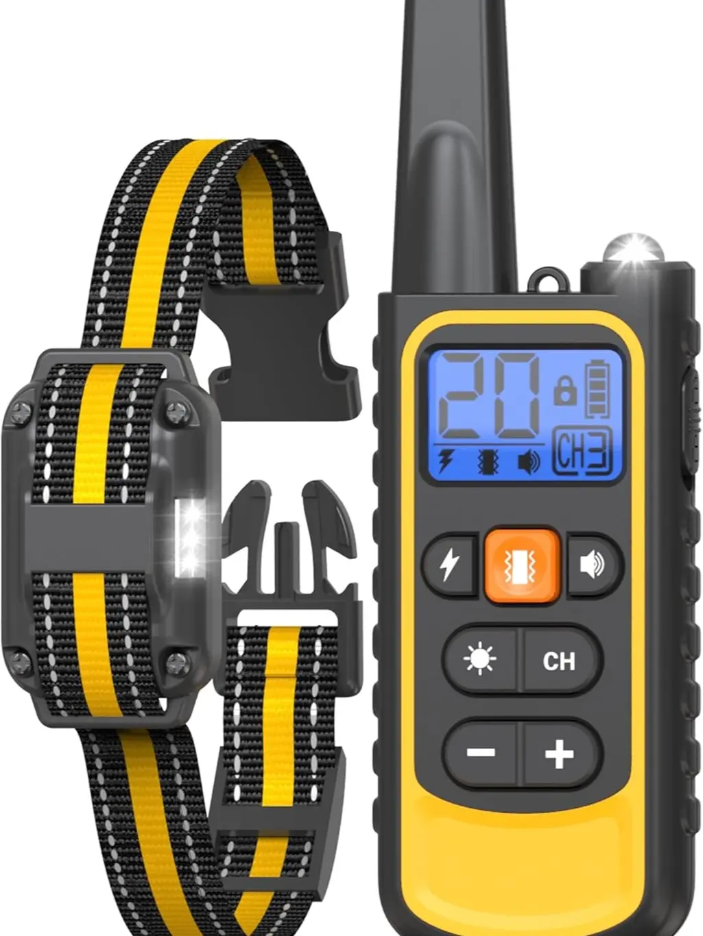 Doparet Remote Ctrl Dog Training Collar - Rechargeable Waterproof Nylon Collar with Beep, Vibration, Adjustable Stimulation, LED Light, 3300FT Range for 8–120 lbs Small-Large Dogs