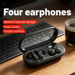 Wireless Bluetooth Headphones，Tiny Size Invisible Earbuds，Waterproof Headsets，With Mic，Sleep and Sports Earphones Set, 2 Pairs, Mini and Short Handle Design，for Work Sport Sleeping swimming headphones ENC with Headset