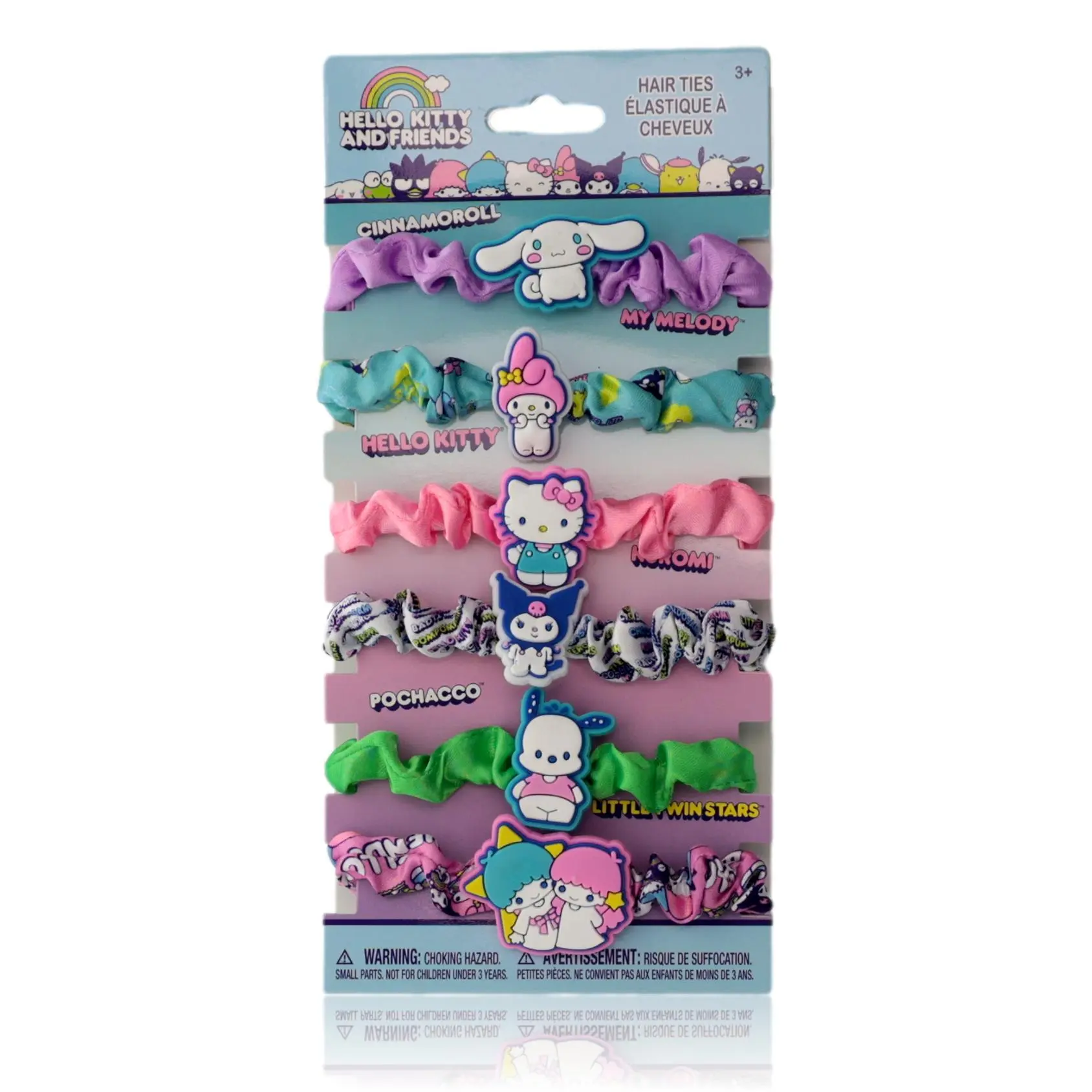 Hello Kitty & Friends Hair Tie Set, 6 Pack of Fun Character Hair Accessories for Kids, Featuring My Melody & Cinnamoroll