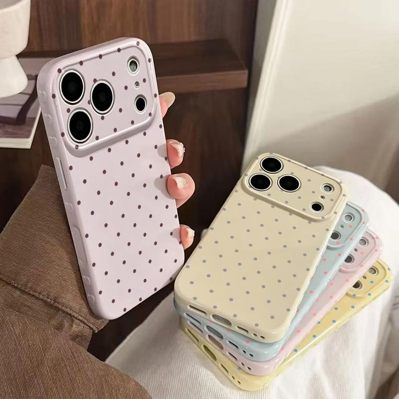 Cute Polka Dot And Heart Themed Phone Case Slim Lightweight And Scratch-Resistant For Everyday Use Minimalist And Cute Design For Apple 17 16 15 14 13