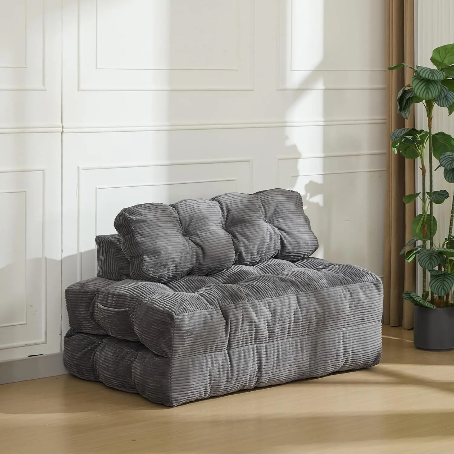 Garvee 3-in-1 Convertible Futon - Combination Sofa Bed, Foldable Daybed, Floor Couch, Loveseat with Pillow, Mattress, Back Support for Living Room, Small Spaces (79x52x8 in), Convertible Futon Sofa