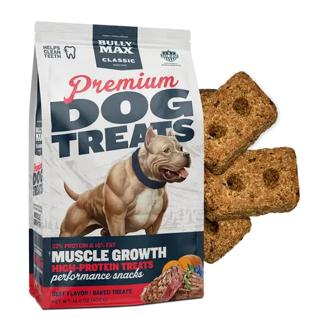 Bully Max Natural Healthy Beef Liver Baked Treats - Premium High Protein Real Beef Dog Snacks for Muscle Gain, Puppies & Adults, Training Treats with 32% Protein, Veggies & BCAAs, 400g Bag