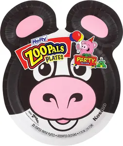 Zoo Pals Party Edition Paper Plates for Assorted Animal Designs, 7.75 Inches with Two Dipping Compartments, 20 Count Disposable