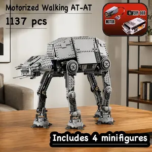 1137 Pcs Motorized Walking At-At Building Block Toy Set, Motorized Building Blocks, Motorized Functionality, Detailed Design, Detailed Construction, Durable Material, Perfect Gift for Kids