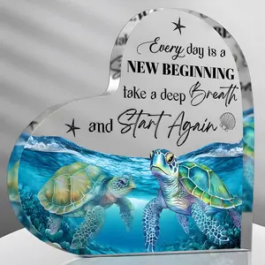 Turtle Pattern Acrylic Desktop Ornament, Ocean Themed Decorative Plaque, Novelty Decor, Home Decor for Living Room Bedroom Office, Gift for Friend & Family, Halloween