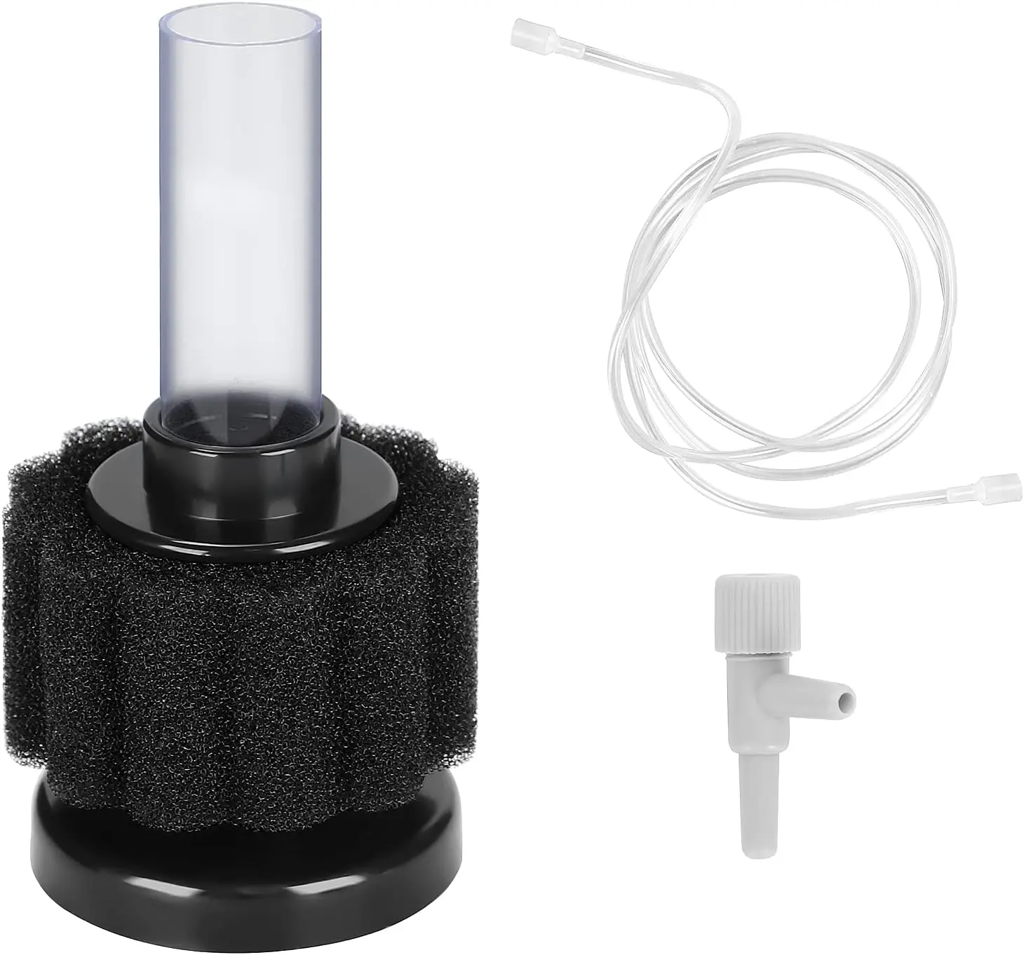 Mini Aquarium Sponge Filter, Quiet Fish Tank Bio Foam Filter, with Airline Tubing, up to 2Gal