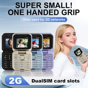 Mini Folding Flip Phone, Portable Phone with Colorful Light Effect, 2g Network, 1.77 Inch HD Screen, 1250mah Battery, Dual Sim, Flashlight, Fm Radio, Cell Phones