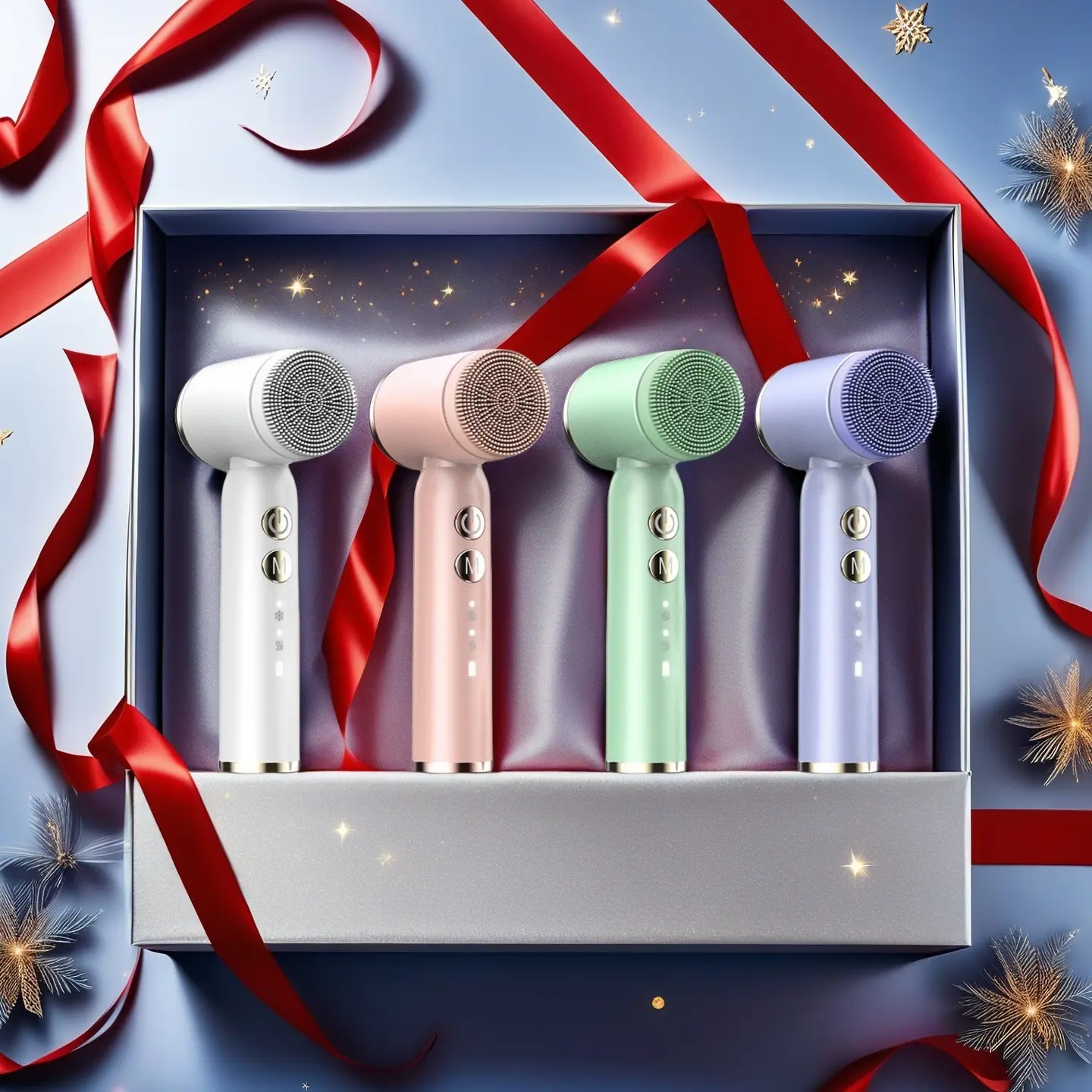 6-In-1 Electric Face Cleansing Brush Set, Face Wash Brush, USB Rechargeable Waterproof Facial Scrubber with LED Display, Ideal Gift for Home & Travel Use, Facial Cleaning Tool