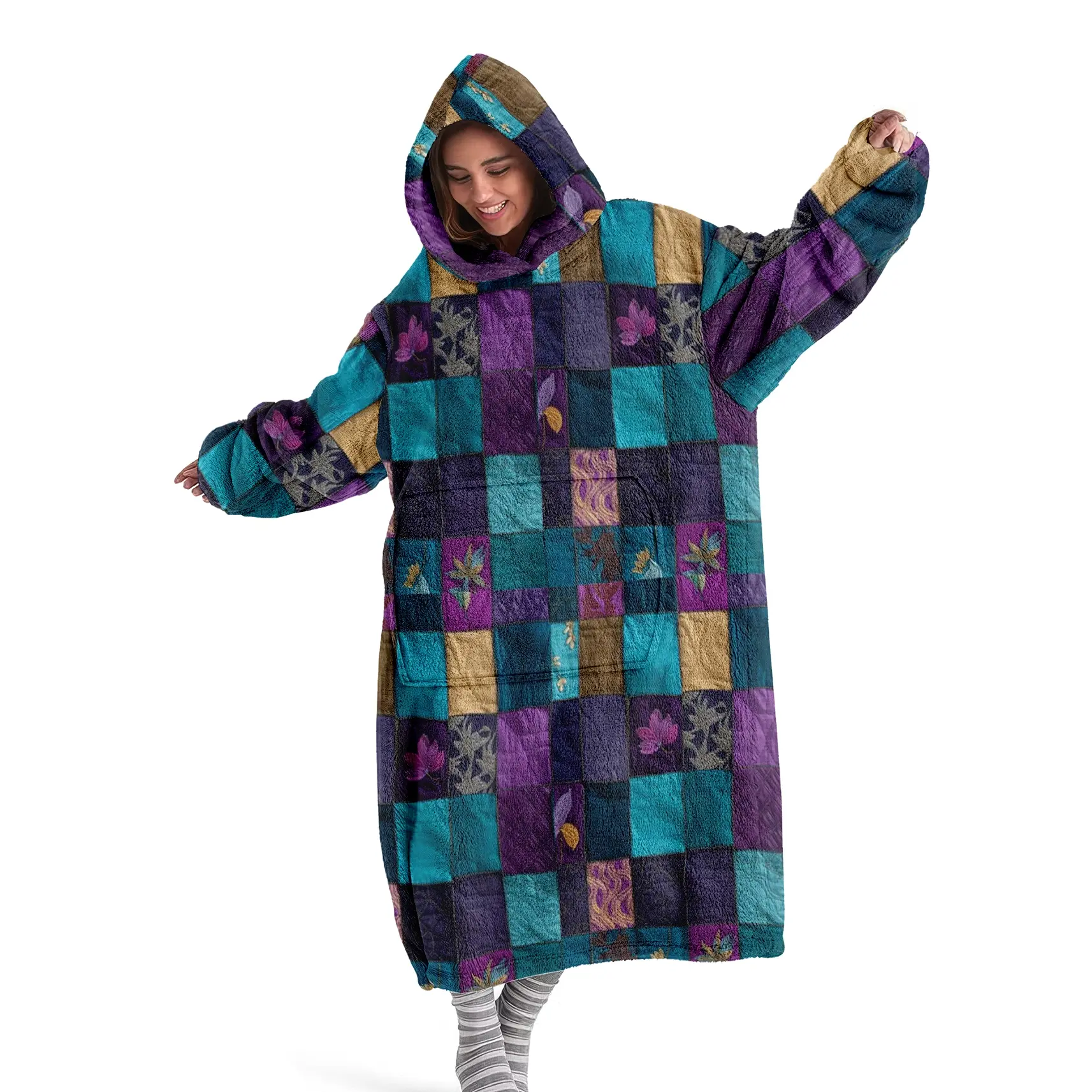 hoodie blanket, Wearable Blanket, Boho Patchwork Hooded Blanket, Wearable Soft Comfortable Large Size, Cozy Hooded Blanket, Warm Sofa Cover, Home Leisure Blanket, Air Conditioning Blanket, Christmas Gift, Valentine's Day gift