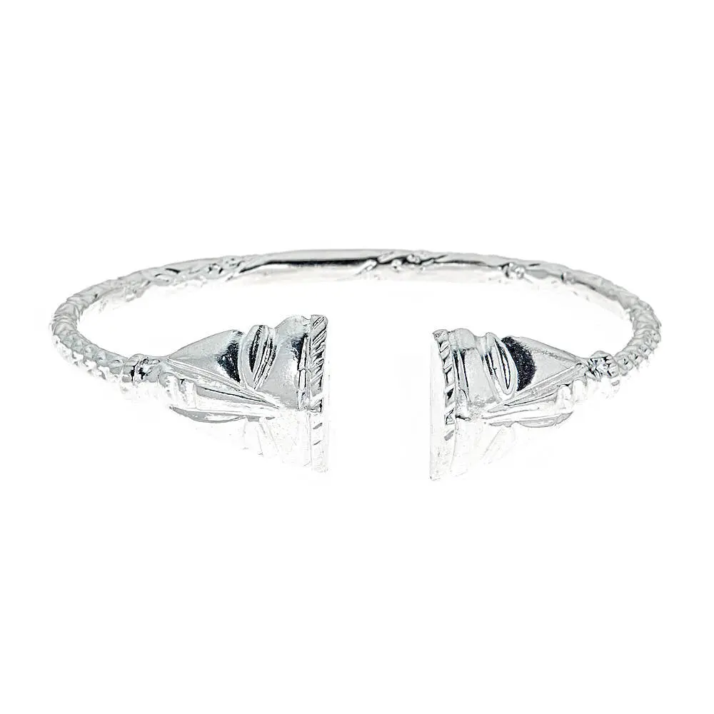 .925 Solid Sterling Silver Unisex African Mask West Indian Bangle - Powerful Heavy Weight Adult Jewelry Accessory, 1 Piece, 3 Months Warranty