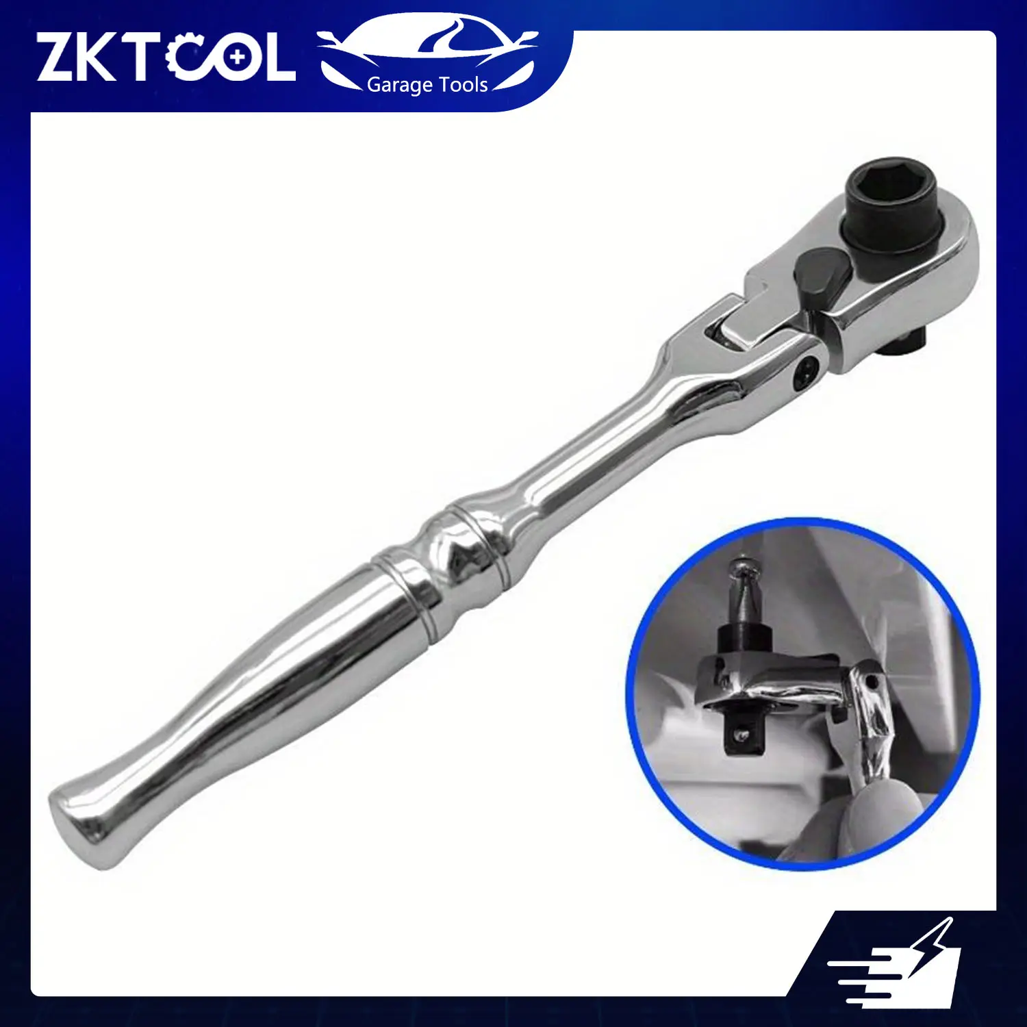 ZKTOOL 1/4-Inch Drive Ratcheting Precision Wrench - Industrial Strength CR-V Steel, 72-Teeth, 180° Swing Short Flat/Round Flex Head, Dual-Purpose Box End, Mechanic Car Tools for Automotive Repair, Box End Wrench