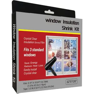 Insulating Film Window Kit to Keep Cold Out Window Shrink Film Insulator Kit (3 Windows)