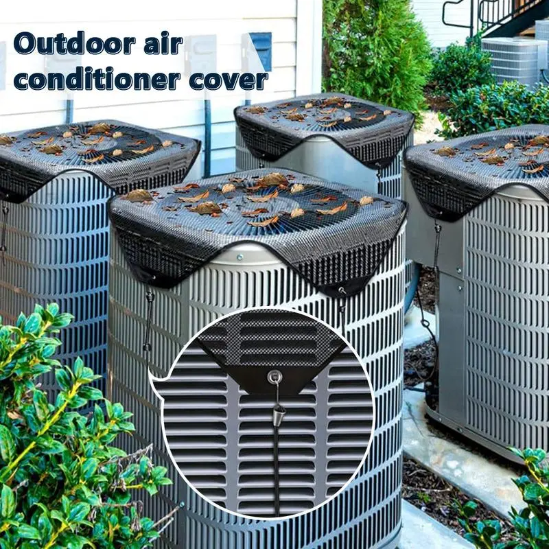 Ventilated Mesh AC Unit Cover for Outdoor Air Conditioners - High Quality Waterproof & Dustproof Top Protector with Adjustable Cords for Debris Protection, Easy Installation, Elastic Cords, Ac Protection