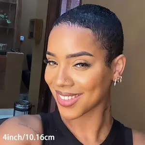 #Easter wig #Gift #Spring wig 4inch Pixie Cut Wig with Bangs, Brazilian Hair, Deep Wave Style, 150% Density, Glueless Short Layer Wig for Women, Easy to Wear, Rose Net Cap, for Party or Daily Style, Everyday Wig|Fashion Short Wig|Natural Look Mom's Gift