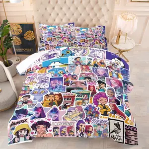 Anime & Pop Culture Print Comforter Set, Includes Filled Blanket & Pillowcase, Vibrant Character Design, Comfortable Soft Bedding Set for Bedroom Decor