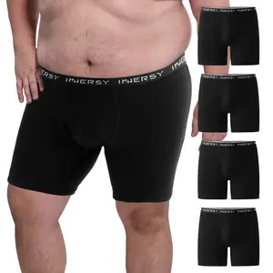 INNERSY Men's Cotton Plus Size XL-5XL Boxer Briefs 4 Pack casual breathable menswear underwear