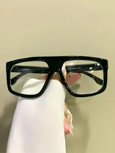 Unisex Fashionable Flat Top Large Frame Eyeglasses, Casual Style Decorative Eyewear, PC Frame Material, All Seasons Wear, Fashionable Frames Glasses