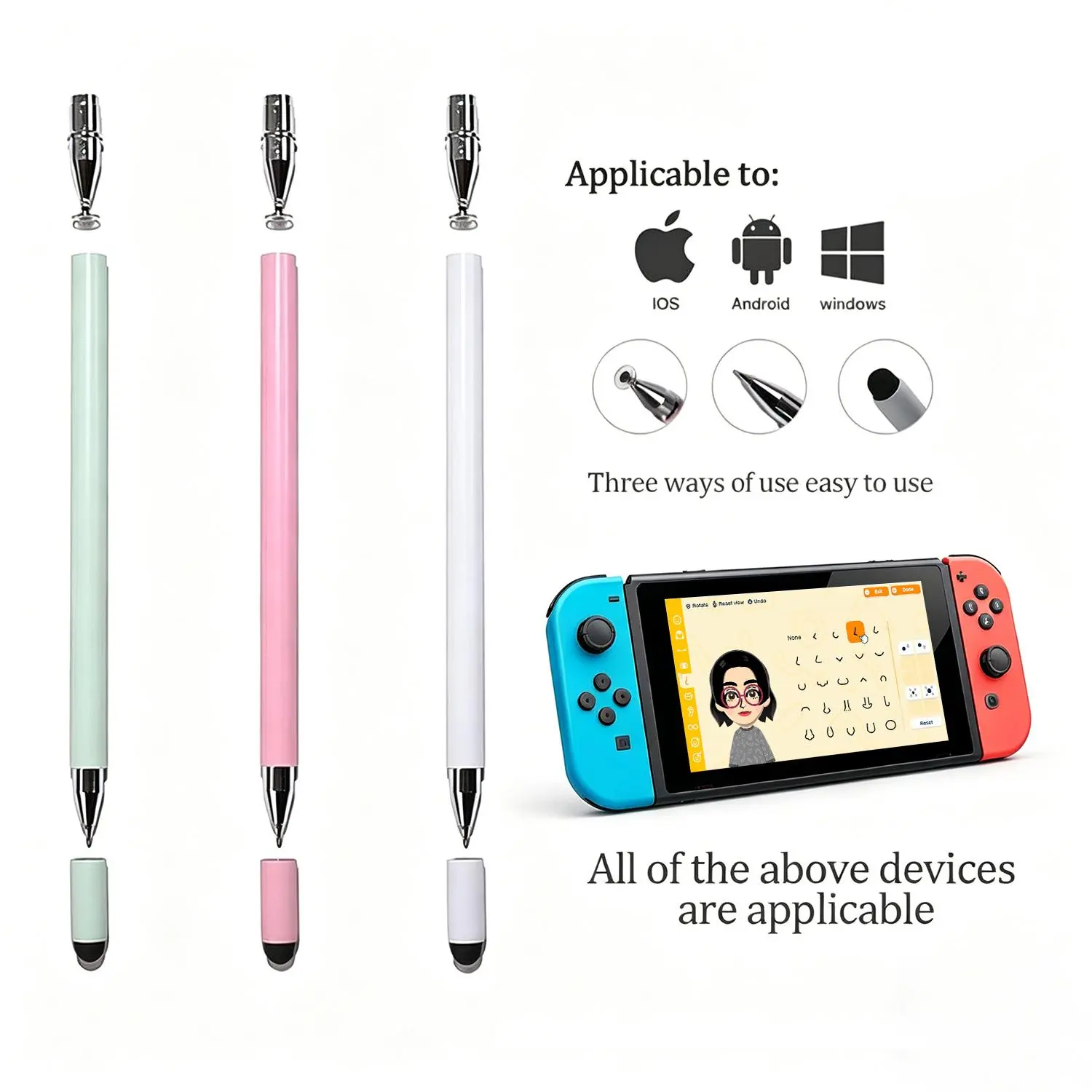 3-in-1 Stylus Pen for Touch Screen, High Precision Universal Stylus Pen for iTablets, Phones, Switch,practical, suitable for all ages, can be used as a birthday gift BackToSchool