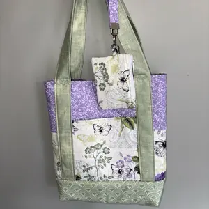 Handmade quilted tote bag and matching wristlet wallet