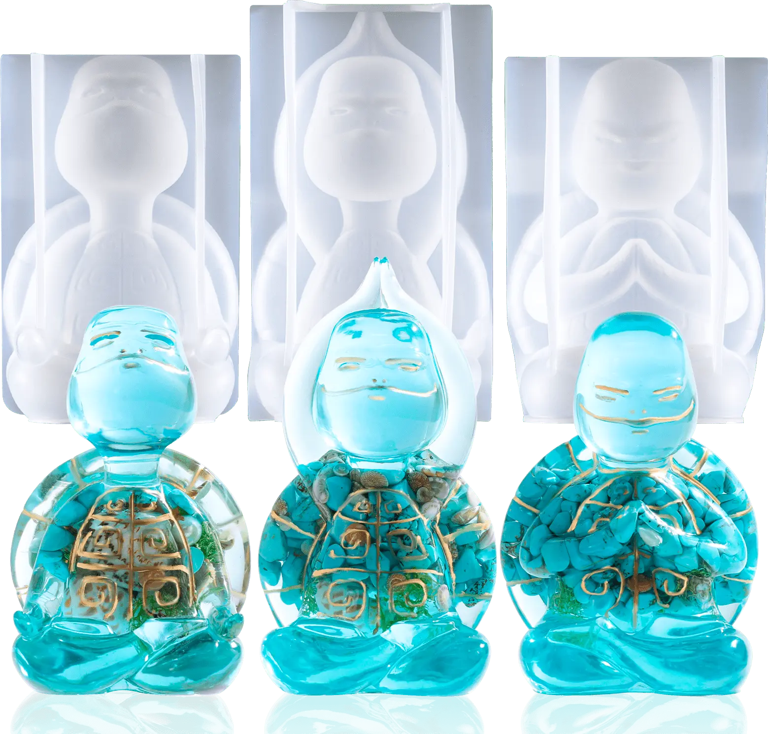 3 pcs Sea Turtle Meditation Resin Molds, Flexiable & Easy Clean Epoxy Resin Molds, Cute Zen Yoga Statues Decor for Resin Casting, Soap, Candle, Flowers Preservation, Beach Decor - LET'S RESIN