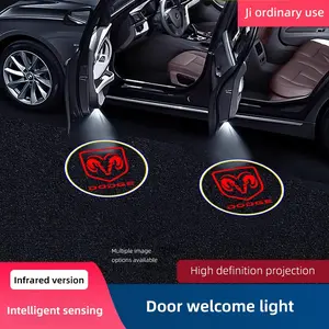 HD Led Welcome Light Car Door Projector Lamps For Dodge Challenger Charger Journey Ram Durango SRT Dart Journey Avenger Caliber Trucks Hor Mop Demon Car Door Lights